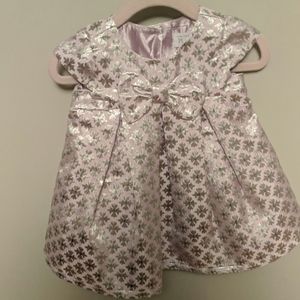 Baby girls brocade lavender/silver dress w bow